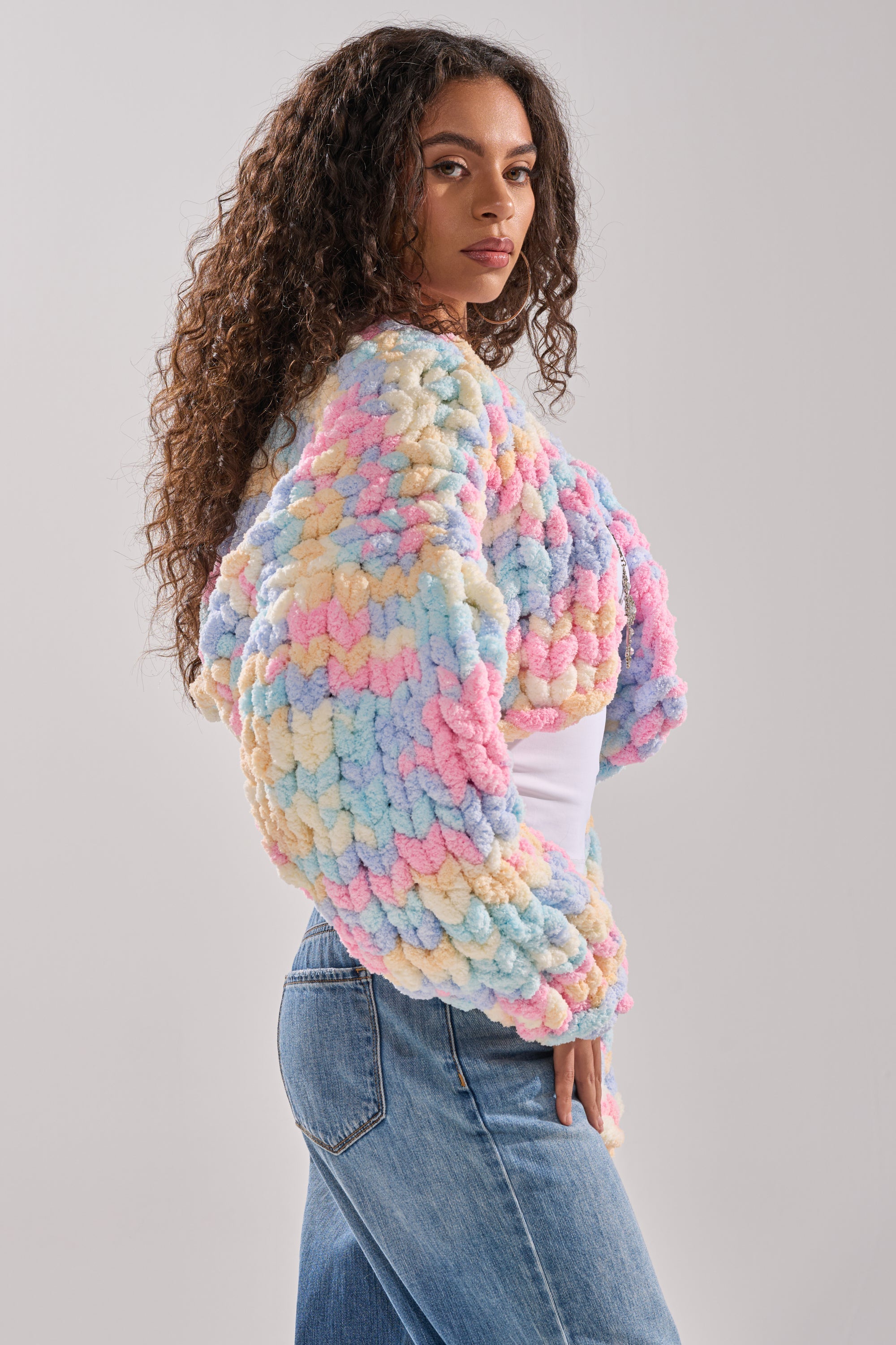 ALIA CHUNKY CHENILLE KNIT CARDIGAN