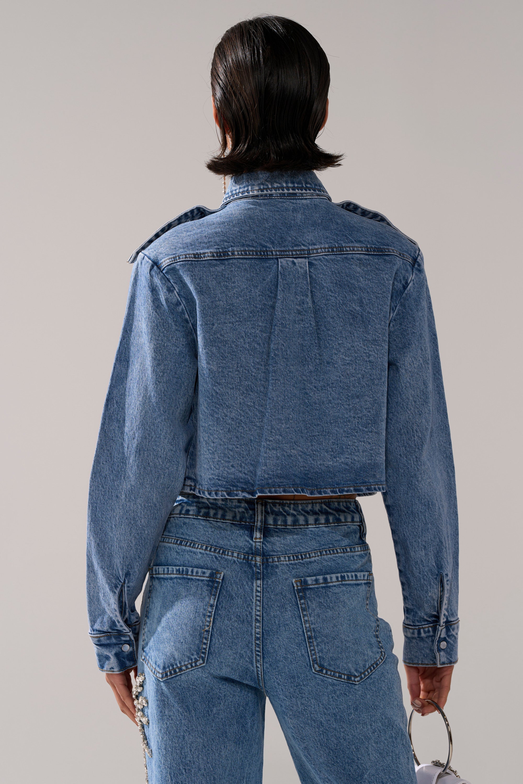 SPARKLE AND SHINE QUEEN DENIM BUTTON DOWN