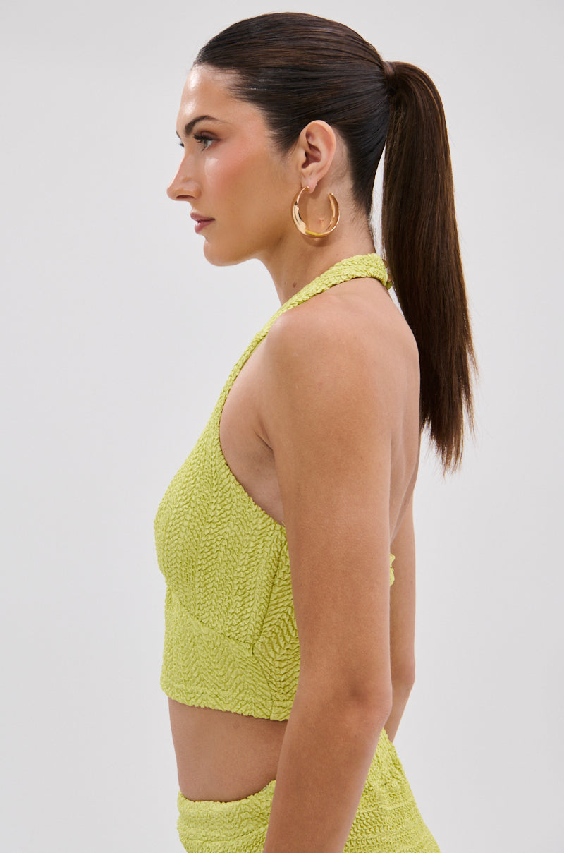 HOLLYWOOD SLINKY TEXTURED BRALETTE IN GREEN