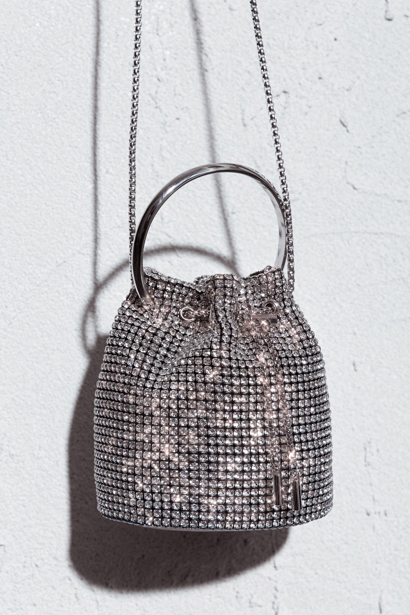 Fifth Avenue Diamante Bucket Bag Silver