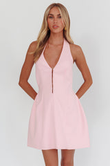 Elisabet Halter Neck Mini Dress Pink