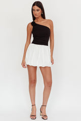 Corinthia One-Shoulder Bubble Mini Dress Black/White