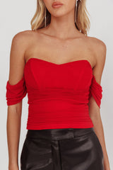 Melonie Off-Shoulder Top Red