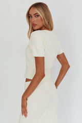 Don't Mind Scallop Edge Knit Top Cream