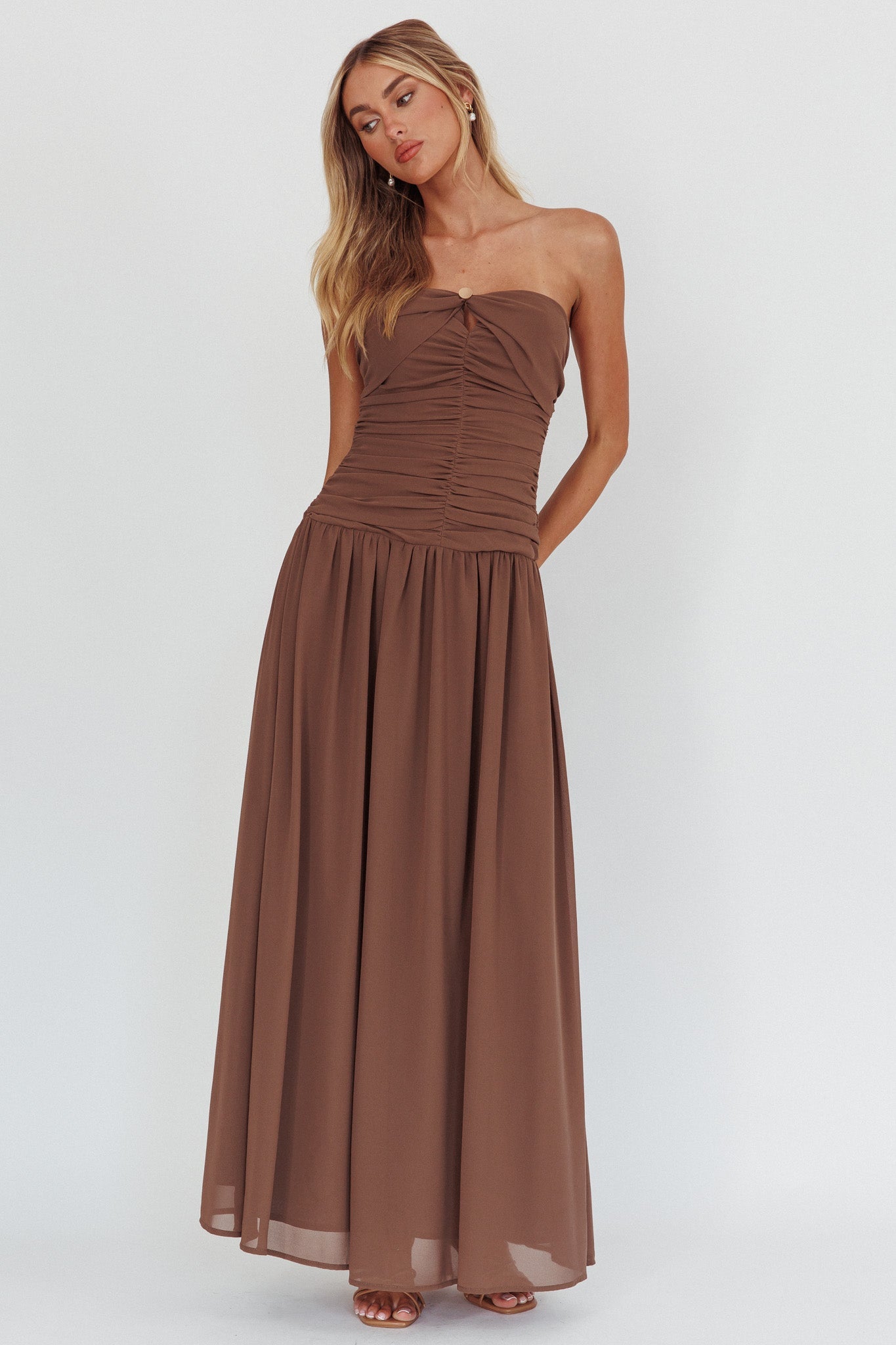 High Streets Strapless Maxi Dress Mocha