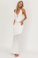 Somewhere New Half Sheer Maxi Skirt White