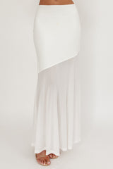 Somewhere New Half Sheer Maxi Skirt White