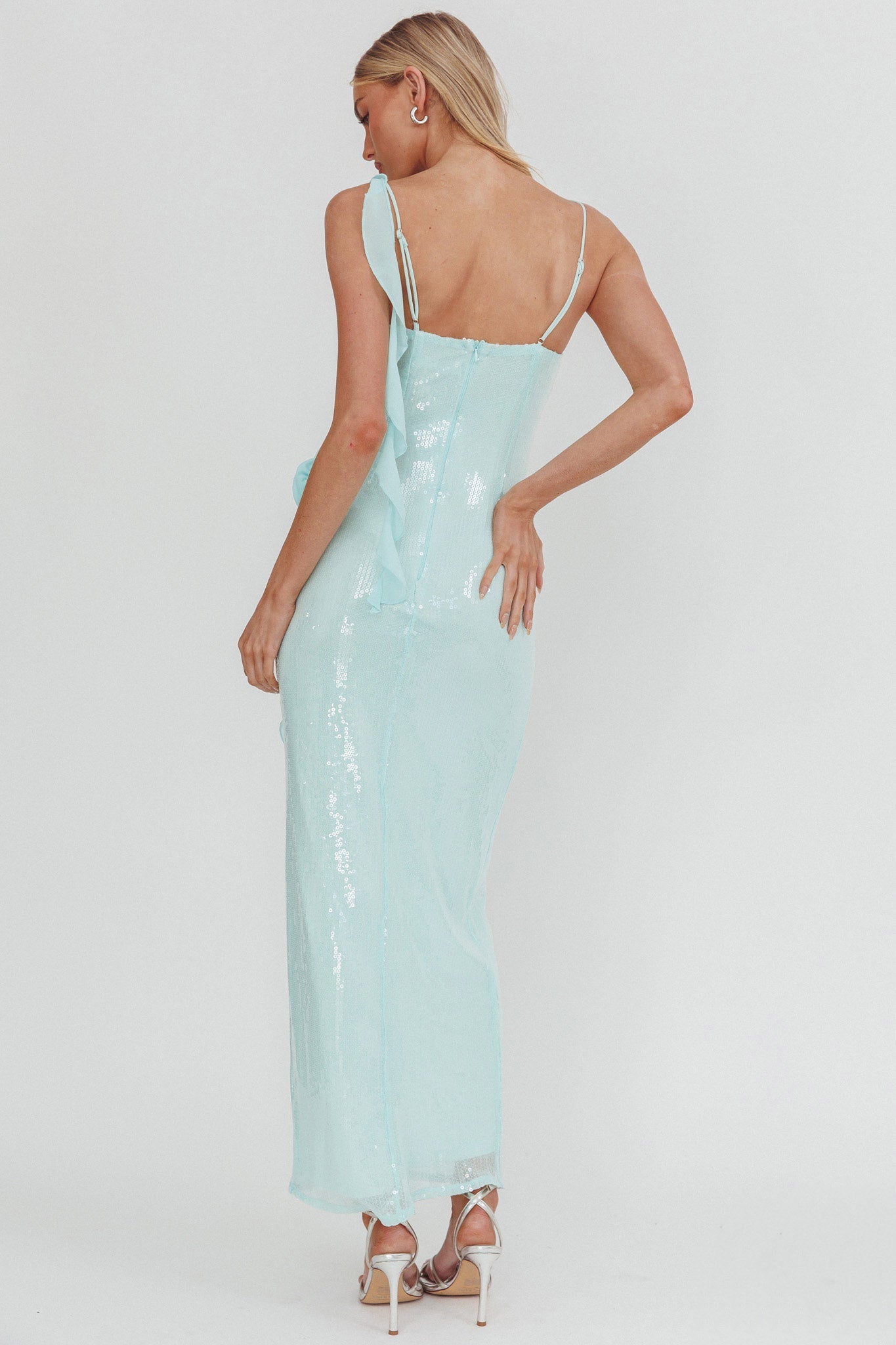 She Glows Cami Strap Sequin Maxi Dress Mint
