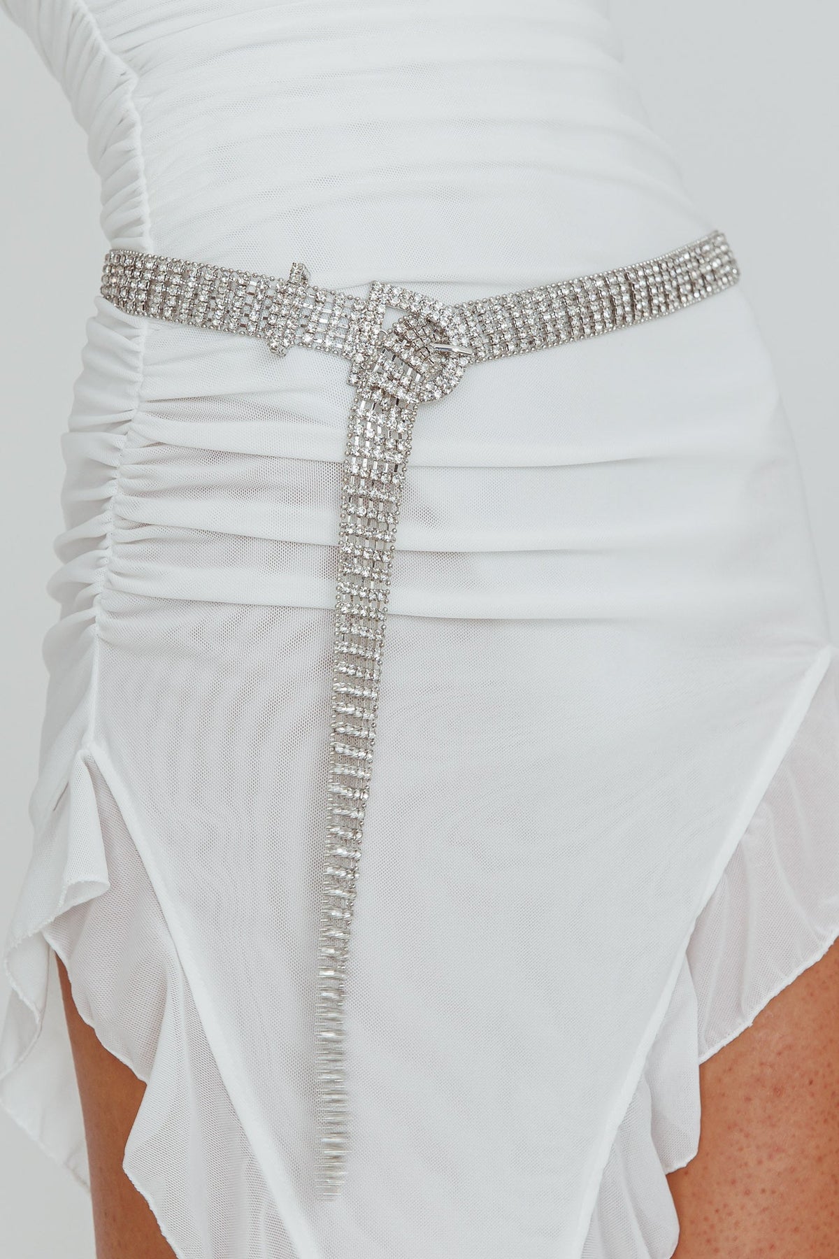 Adriene Rhinestone Belt Silver