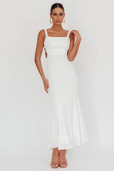 Dream Crush Lace-Up Back Maxi Dress White
