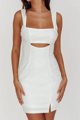 Move Maker Thick Strap Cut-Out Detail Mini Dress White