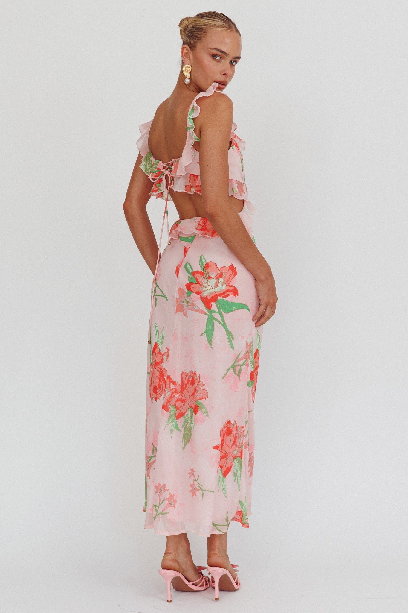 Second Chances Ruffle Trim Maxi Dress Lily Orange
