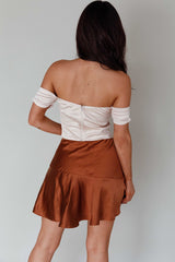 Gwyneth Flounce Mini Skirt Chocolate