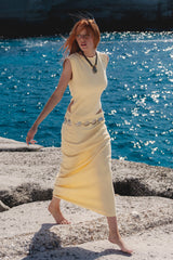 Rossana Asymmetric Hem Keyhole Top Butter