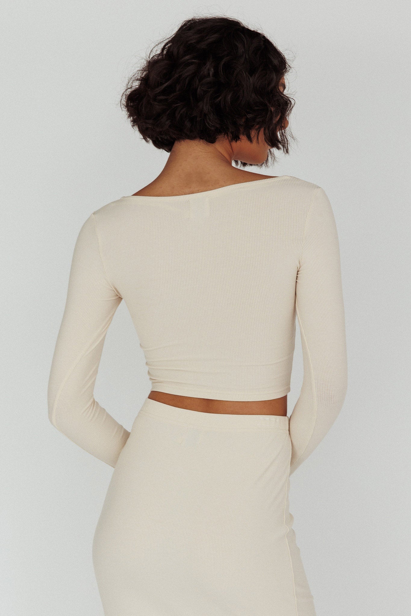 Lauryn Lace Bust Long Sleeve Top Beige