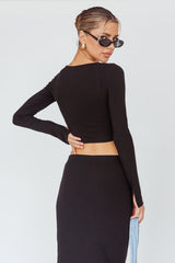 Lauryn Lace Bust Long Sleeve Top Black
