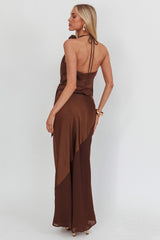 Easy Love Contrast Maxi Skirt Chocolate
