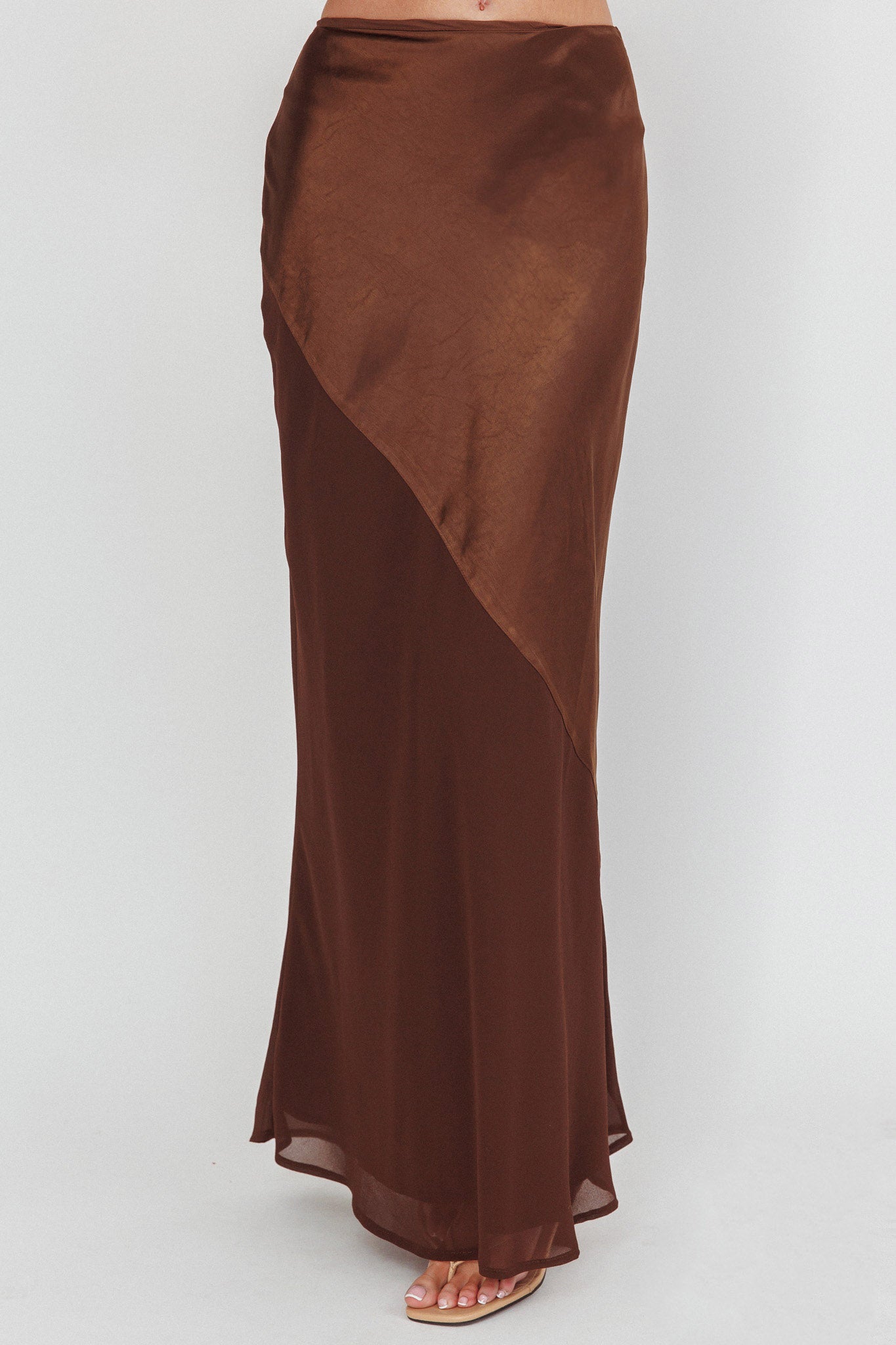 Easy Love Contrast Maxi Skirt Chocolate