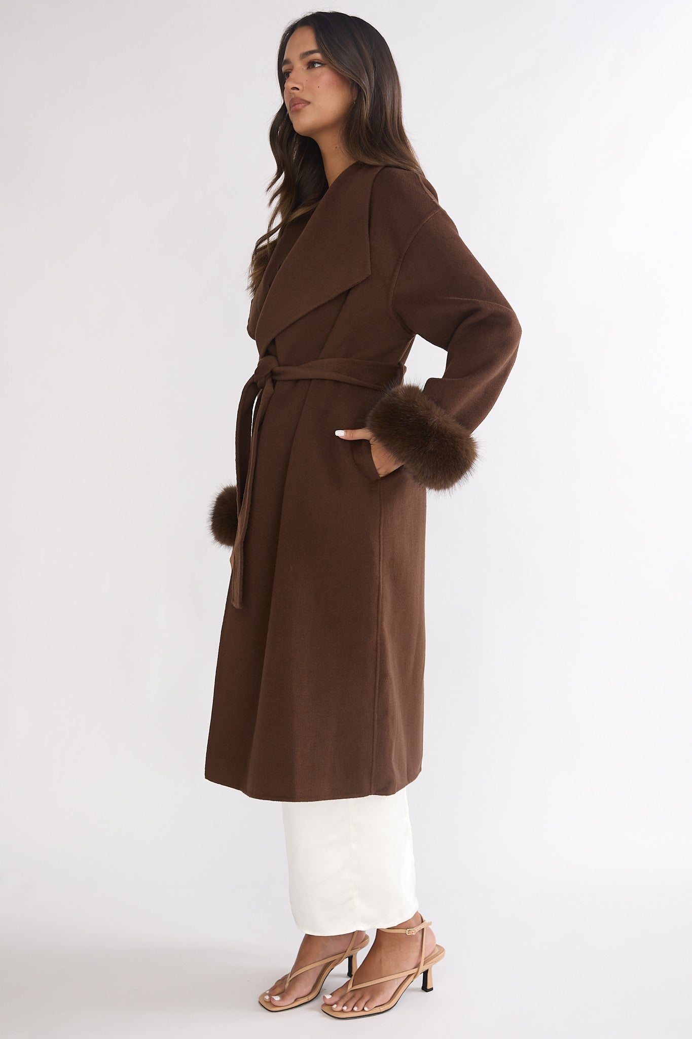Zannora Faux Fur Coat Chocolate