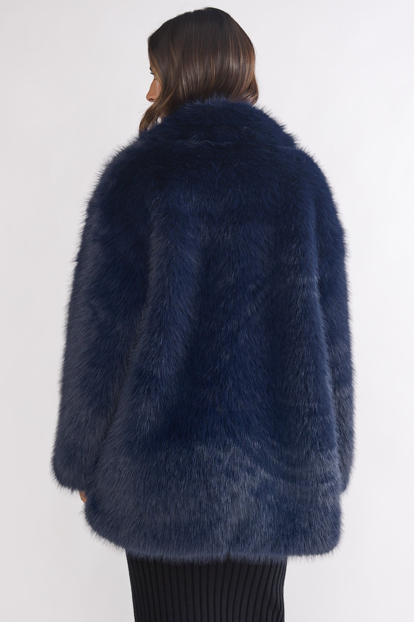 Rilani Faux Fur Pocket Coat Navy