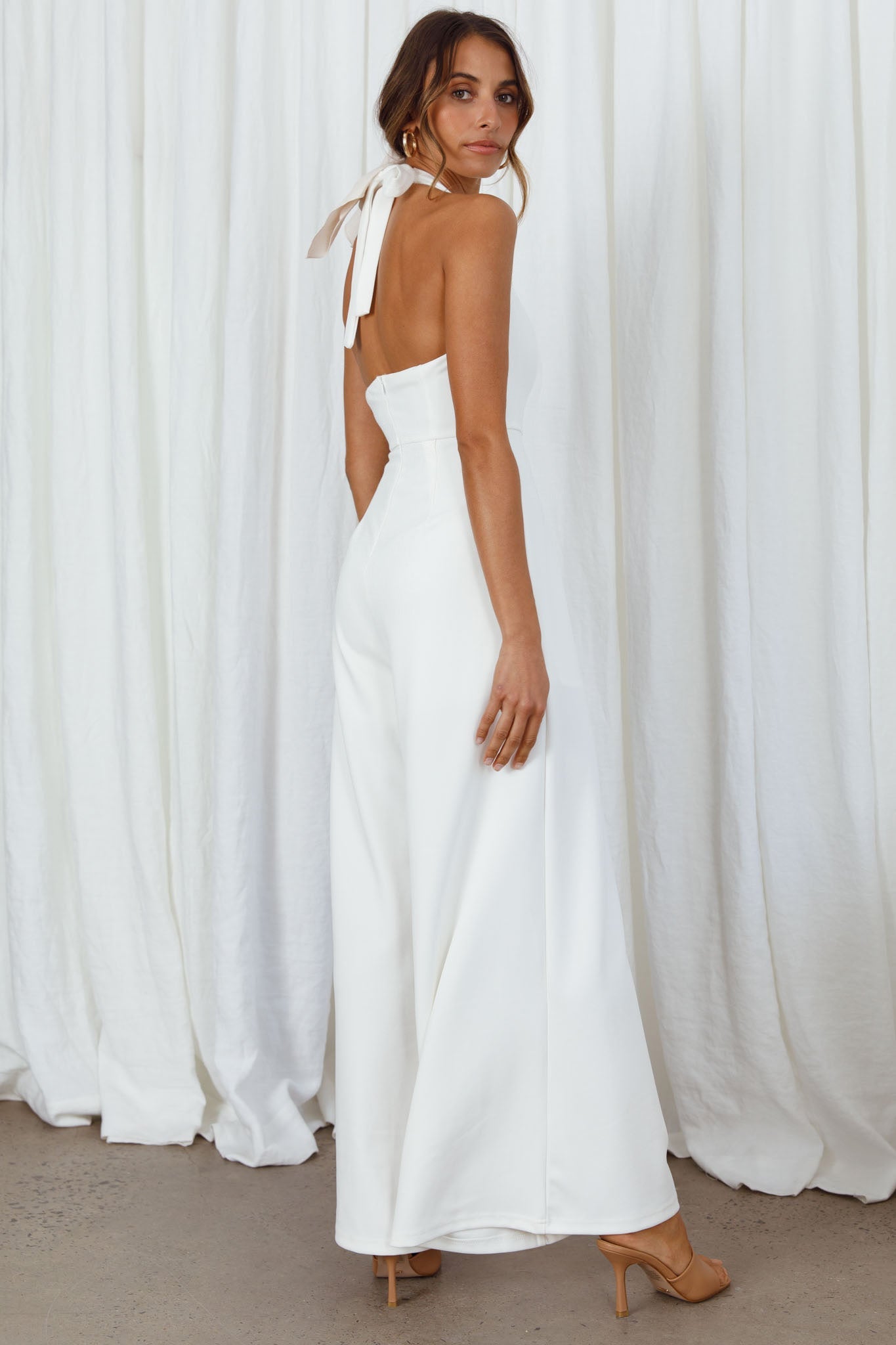 Remember This Halterneck Wide Leg Jumpsuit White