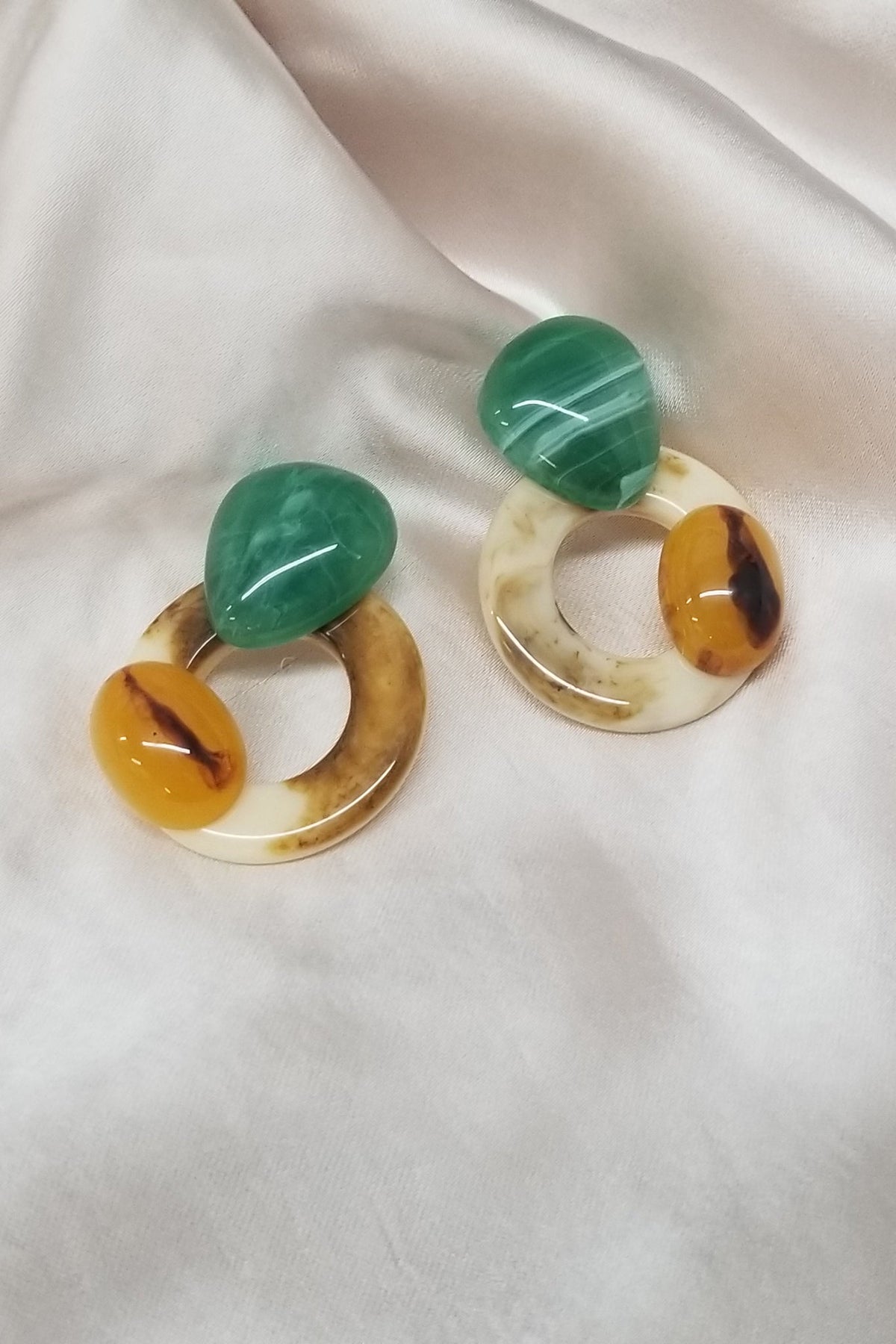 Mozambique Geometric Earrings Tan