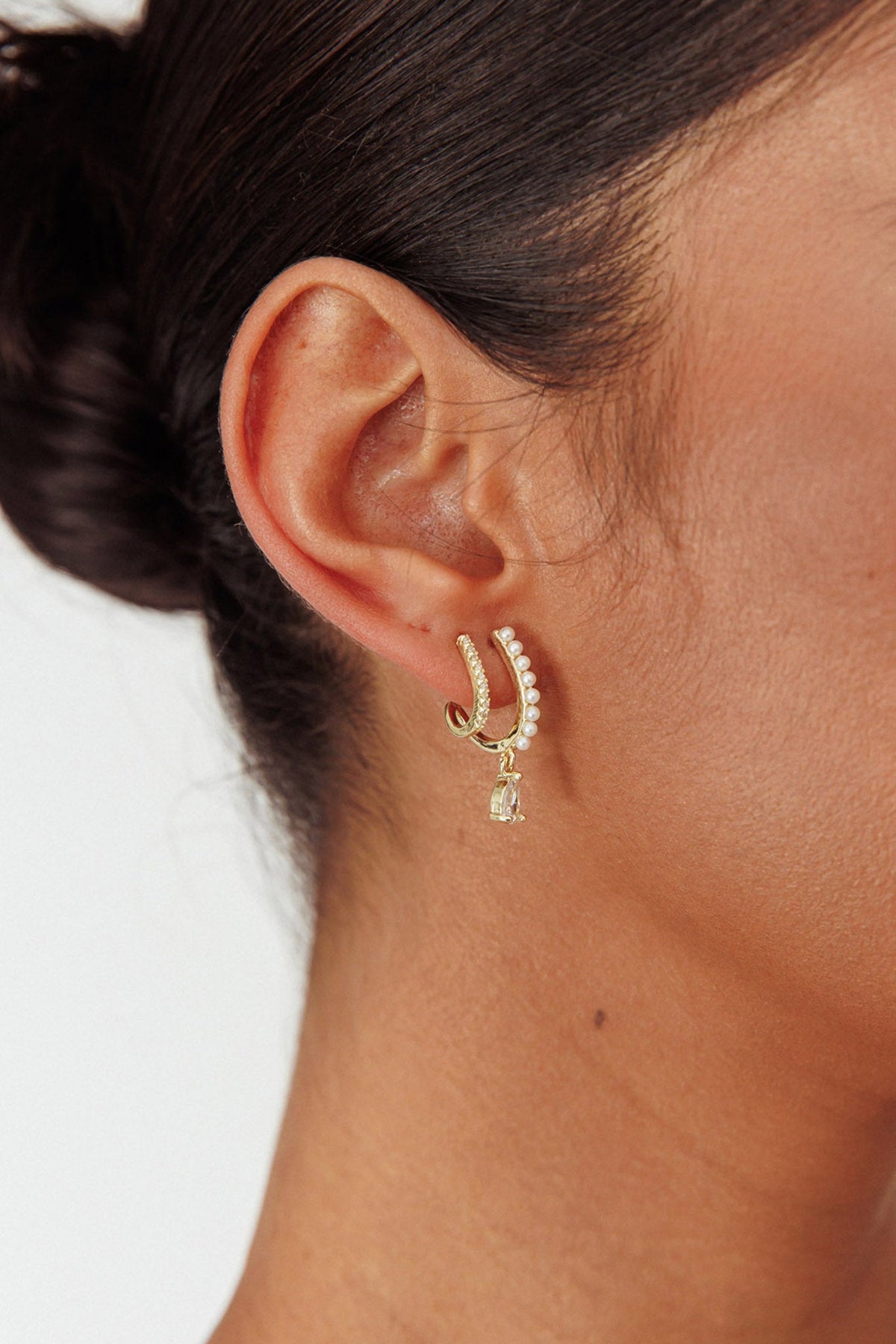 Dawn Double Pierce Illusion Earrings Gold