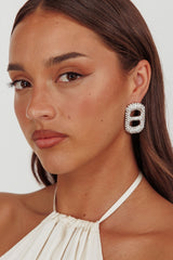 Glitz Pull Tab Earrings Silver Diamante