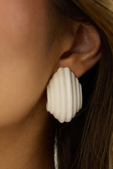 Wynter Ridged Geometric Earrings Ivory