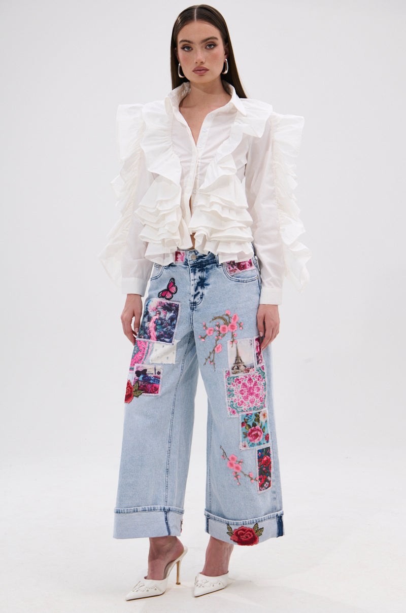 PICTURE PERFECT PATCHWORK DENIM JEANS