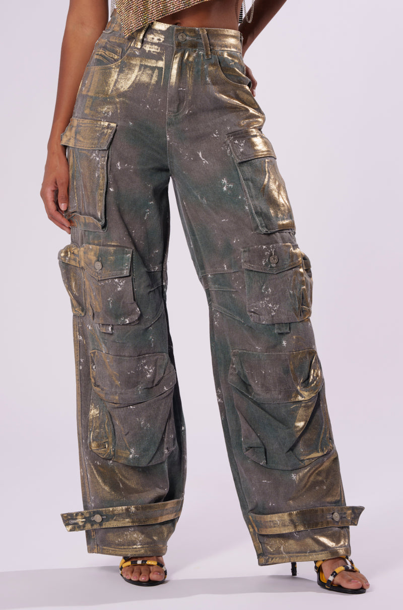WAITING TIL NEXT YEAR METALLIC DENIM PANT