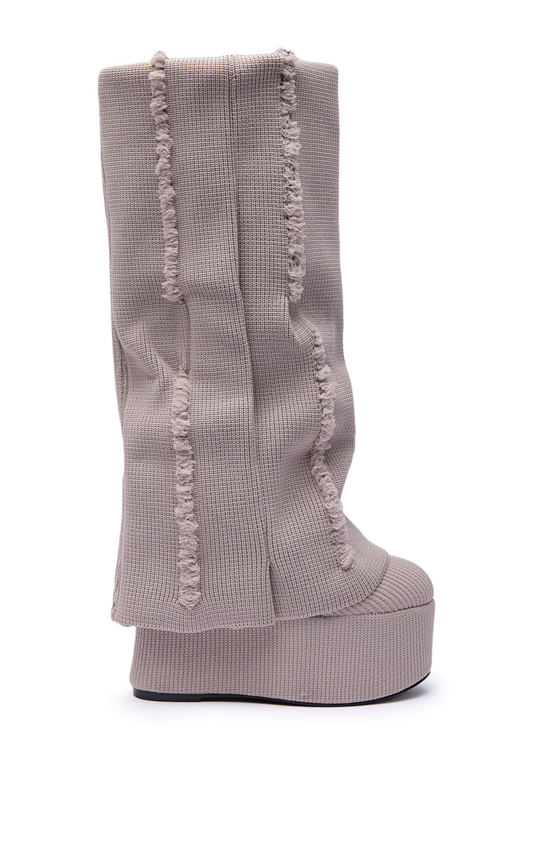 AZALEA WANG FRANKEYE BEIGE FLATFORM BOOT
