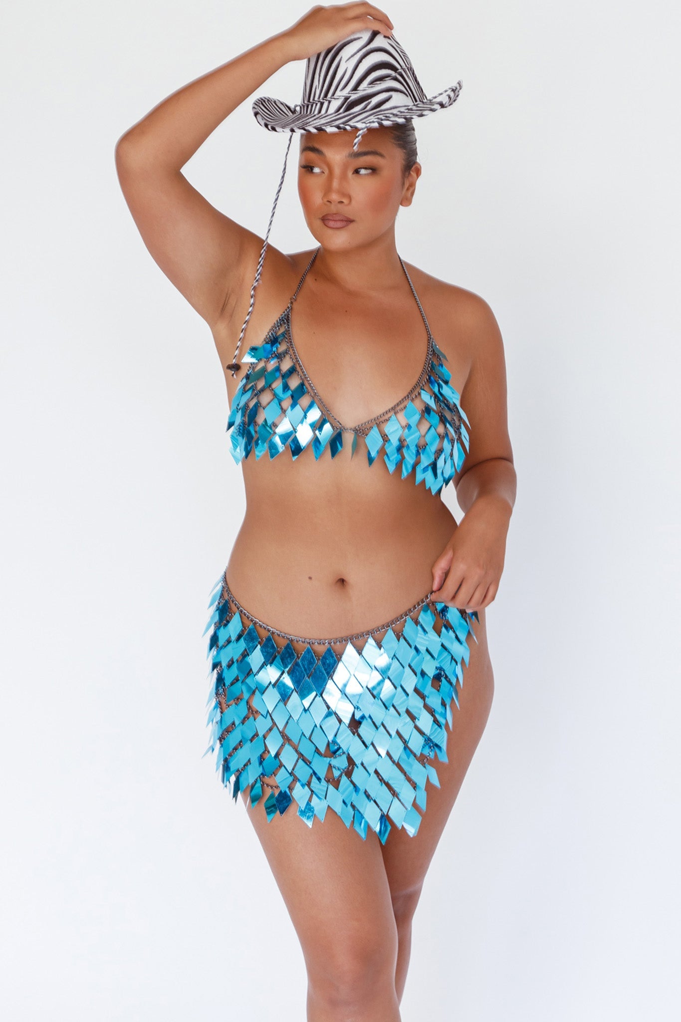 River Festival Shiny Sequins 2 Piece Set Blue