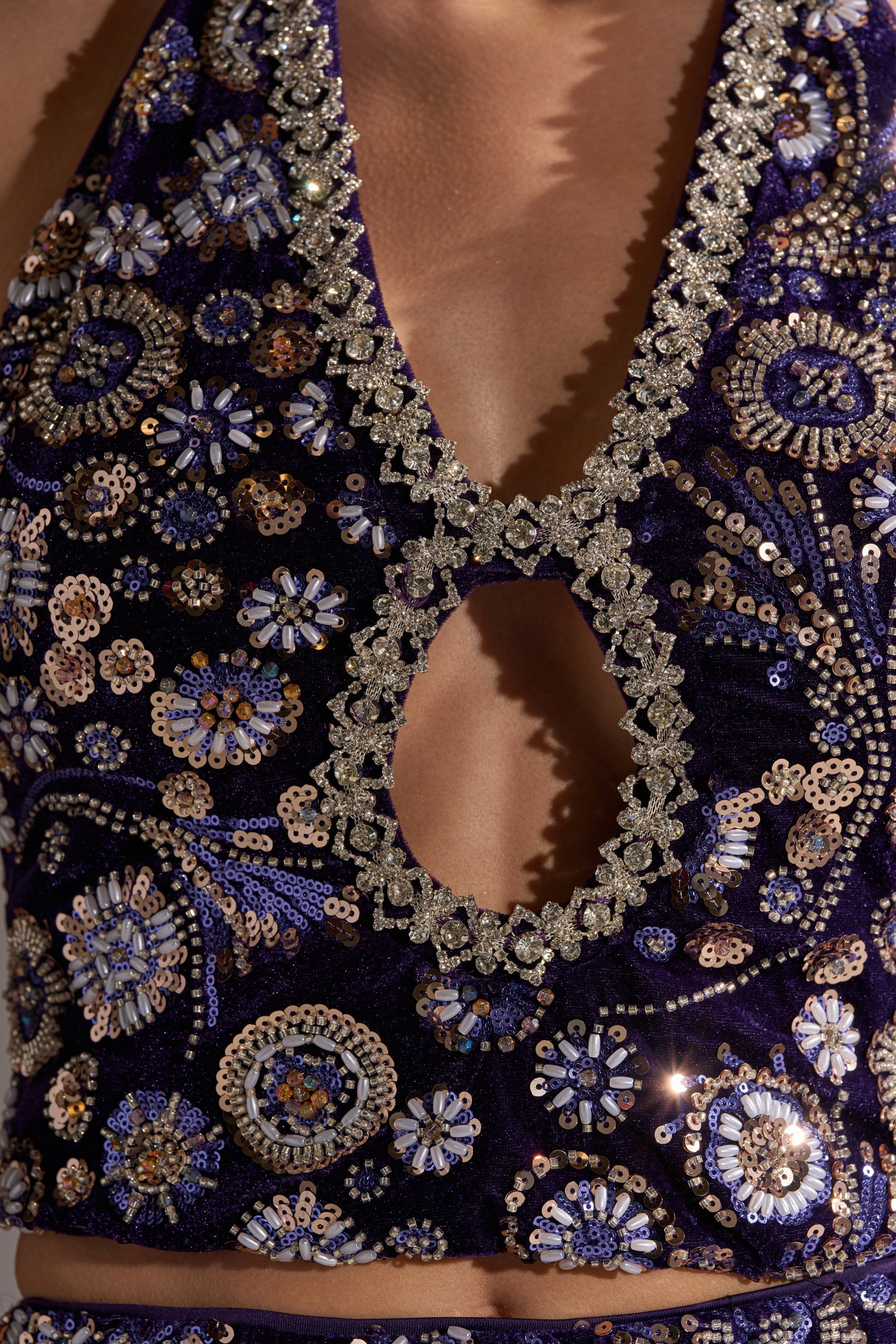QUEEN OF EVERYTHING RHINESTONE HALTER BLOUSE
