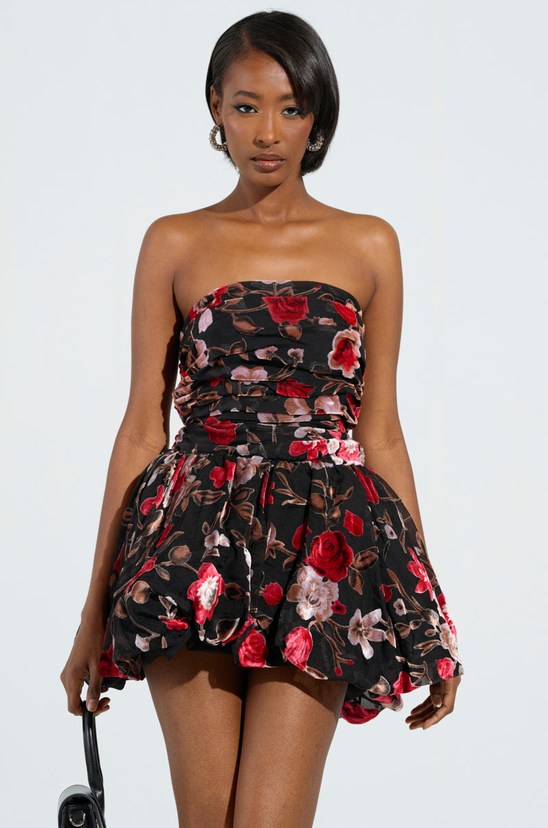 TIMELESS BEAUTY VELVET BURNOUT MINI DRESS