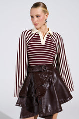 ALMA STRIPE COLLARED BODYSUIT