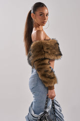 TEDDY BEAR CROPPED LONG SLEEVE TOP