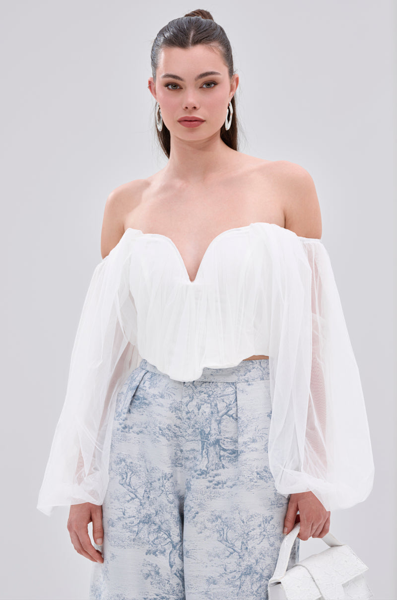 FLY WITH ME CORSET TOP IN WHITE