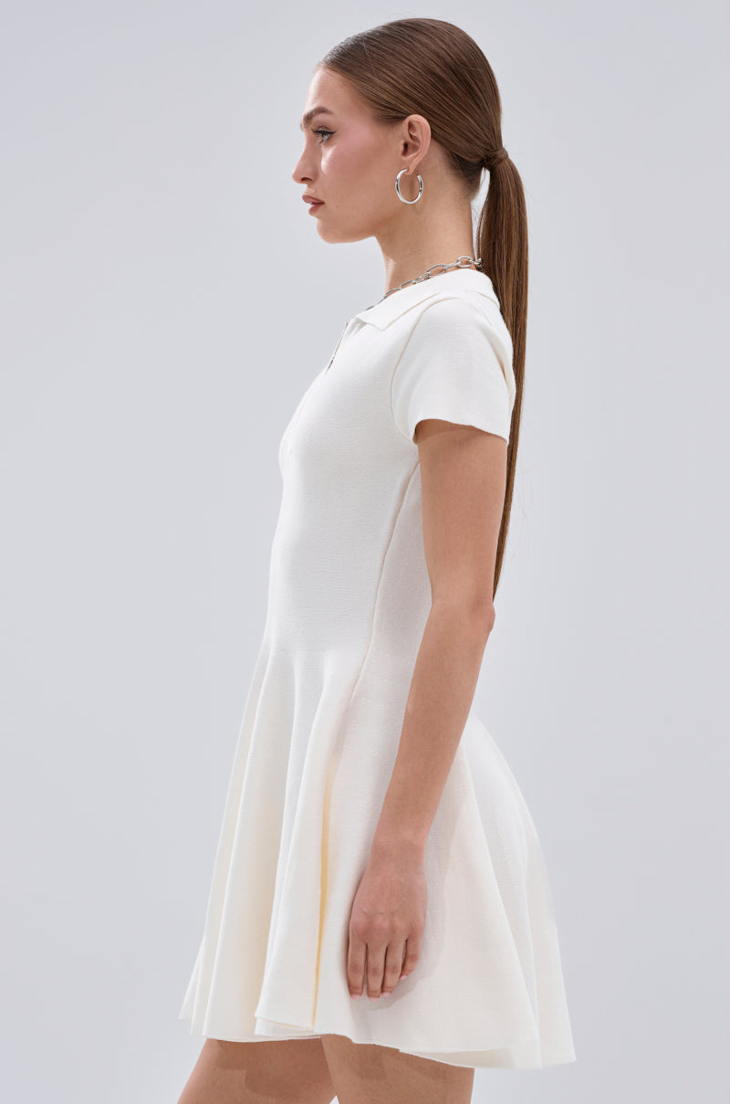 SLEEK AND CHIC KNIT MINI DRESS IN WHITE