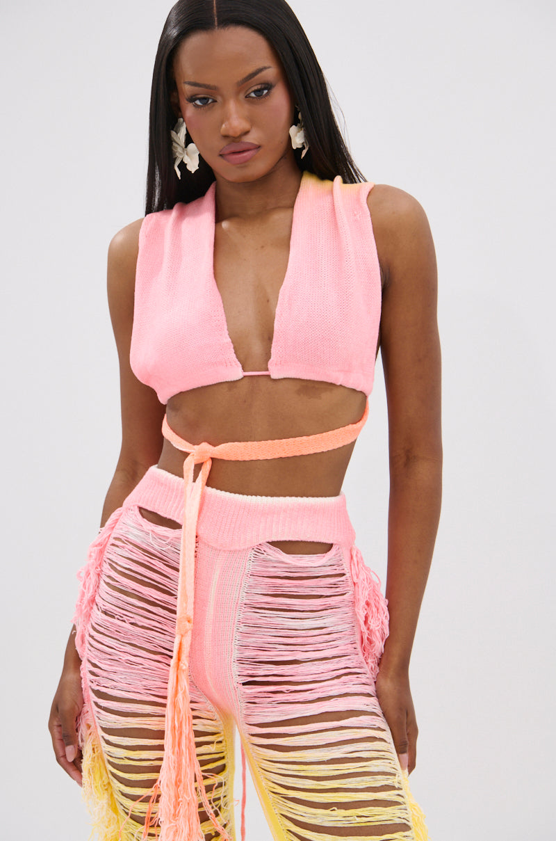 TIME TO DANCE CUTOUT FRINGE PANT AND TOP SET