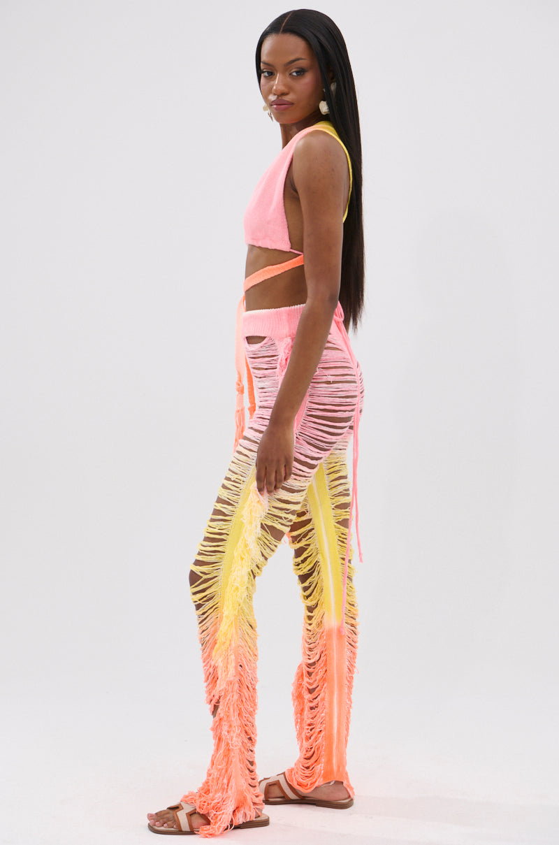TIME TO DANCE CUTOUT FRINGE PANT AND TOP SET