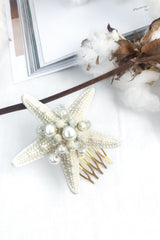 Rae Pearl Accent Starfish Clip White