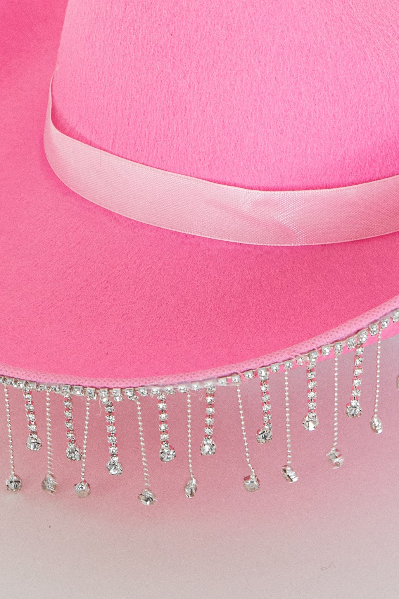 Dolly Diamante Fringe Cowboy Hat Pink