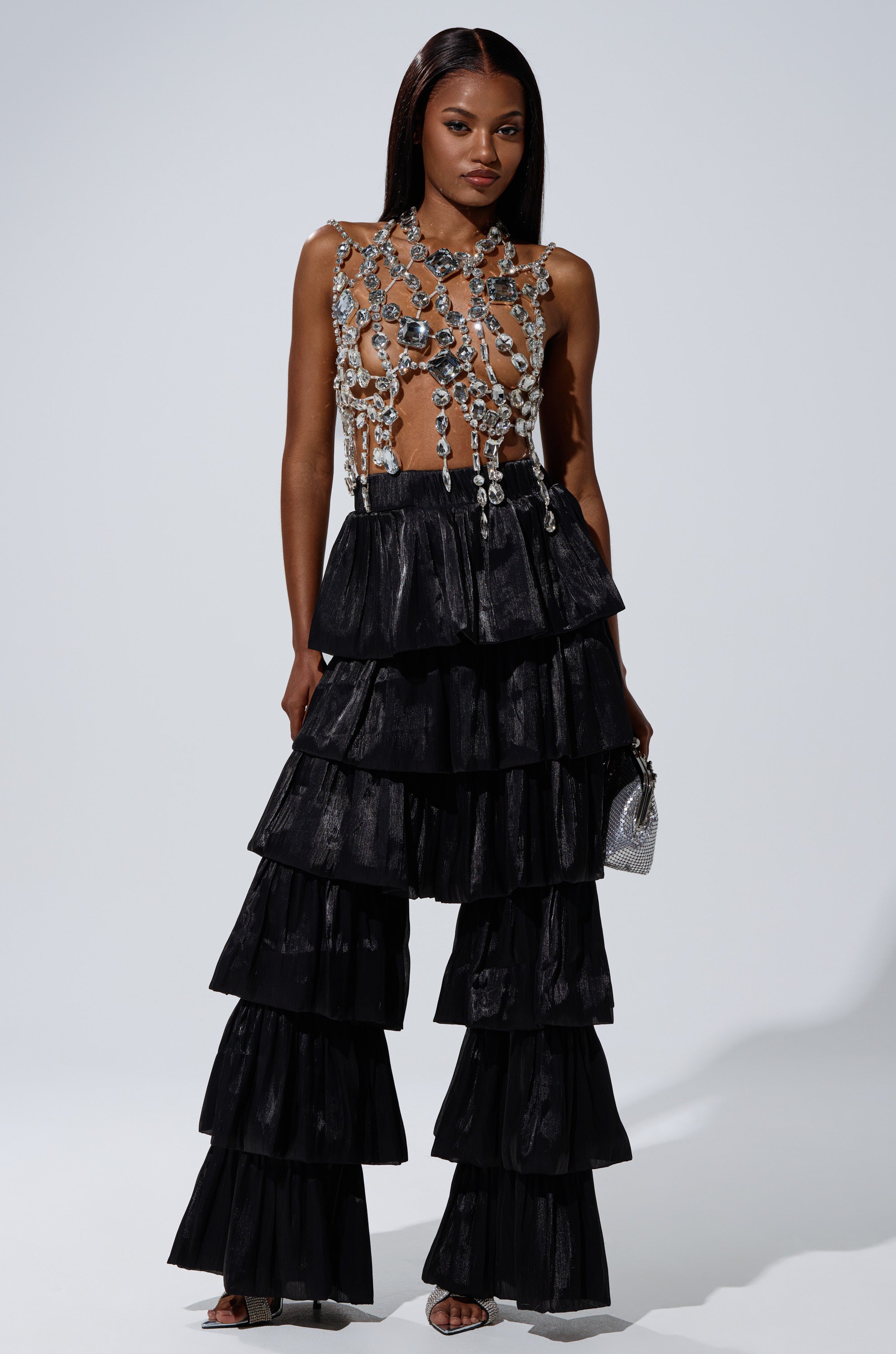 STAR OF THE NIGHT FLOUNCY PANT IN BLACK