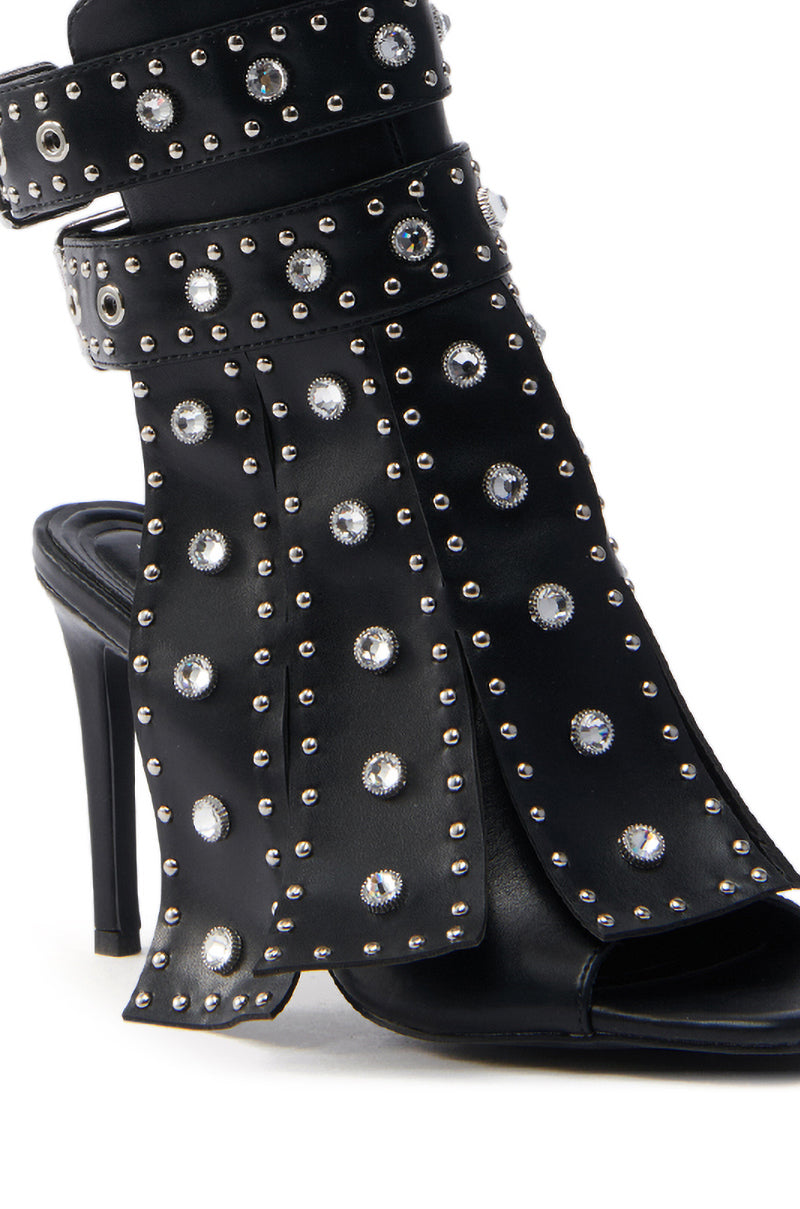 AZALEA WANG IRELYN BLACK EMBELLISHED SANDAL