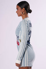 WITH A CHERRY ON TOP DENIM MINI DRESS