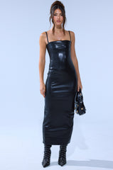 SHAI PU MIDI DRESS IN BLACK