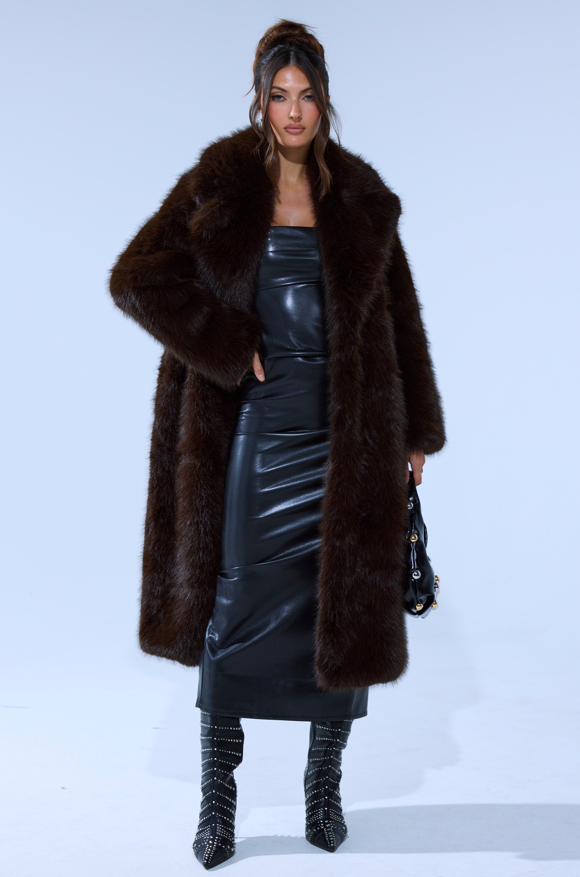 SHAI PU MIDI DRESS IN BLACK