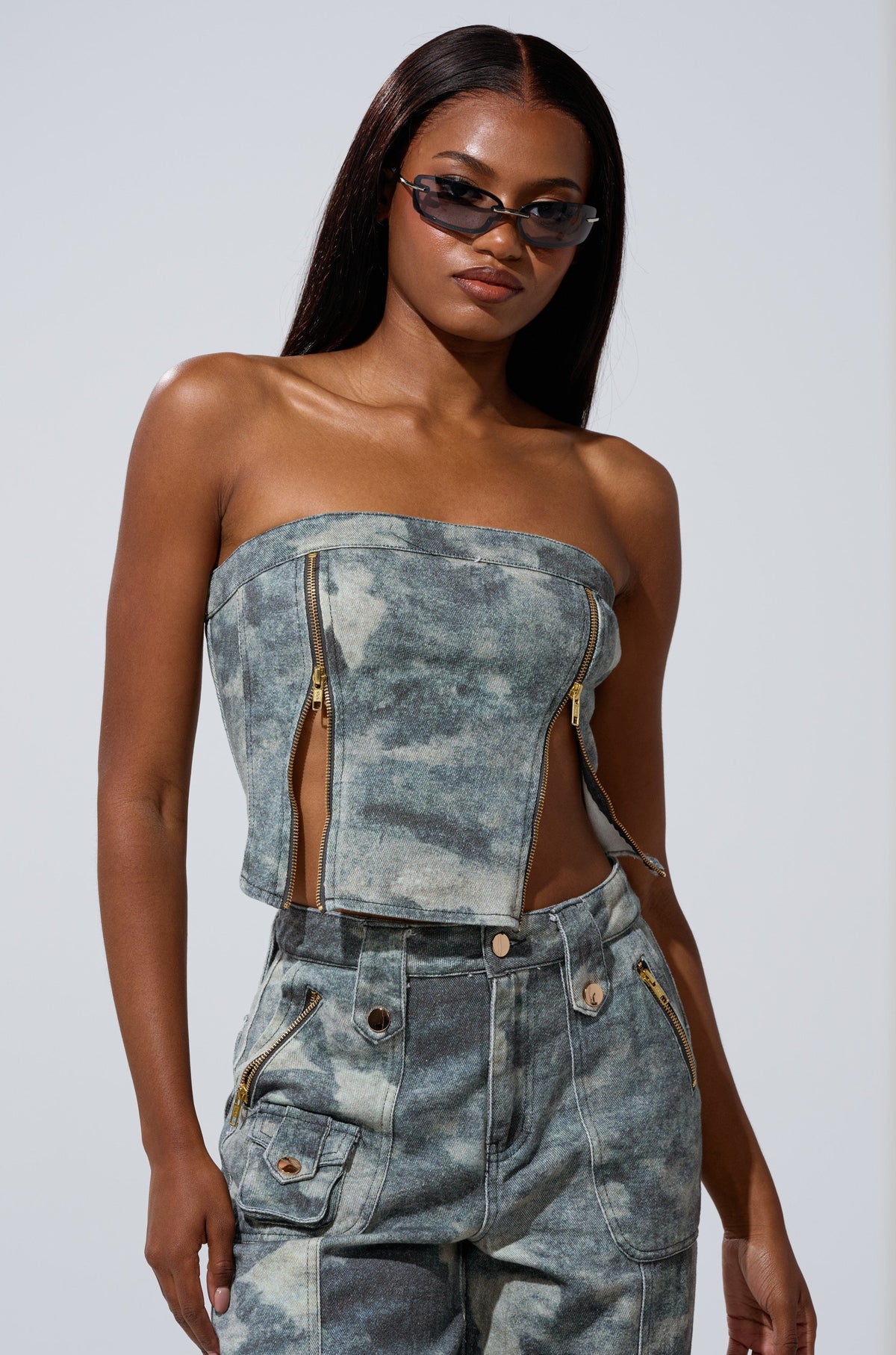 STEPH CAMO DENIM CORSET