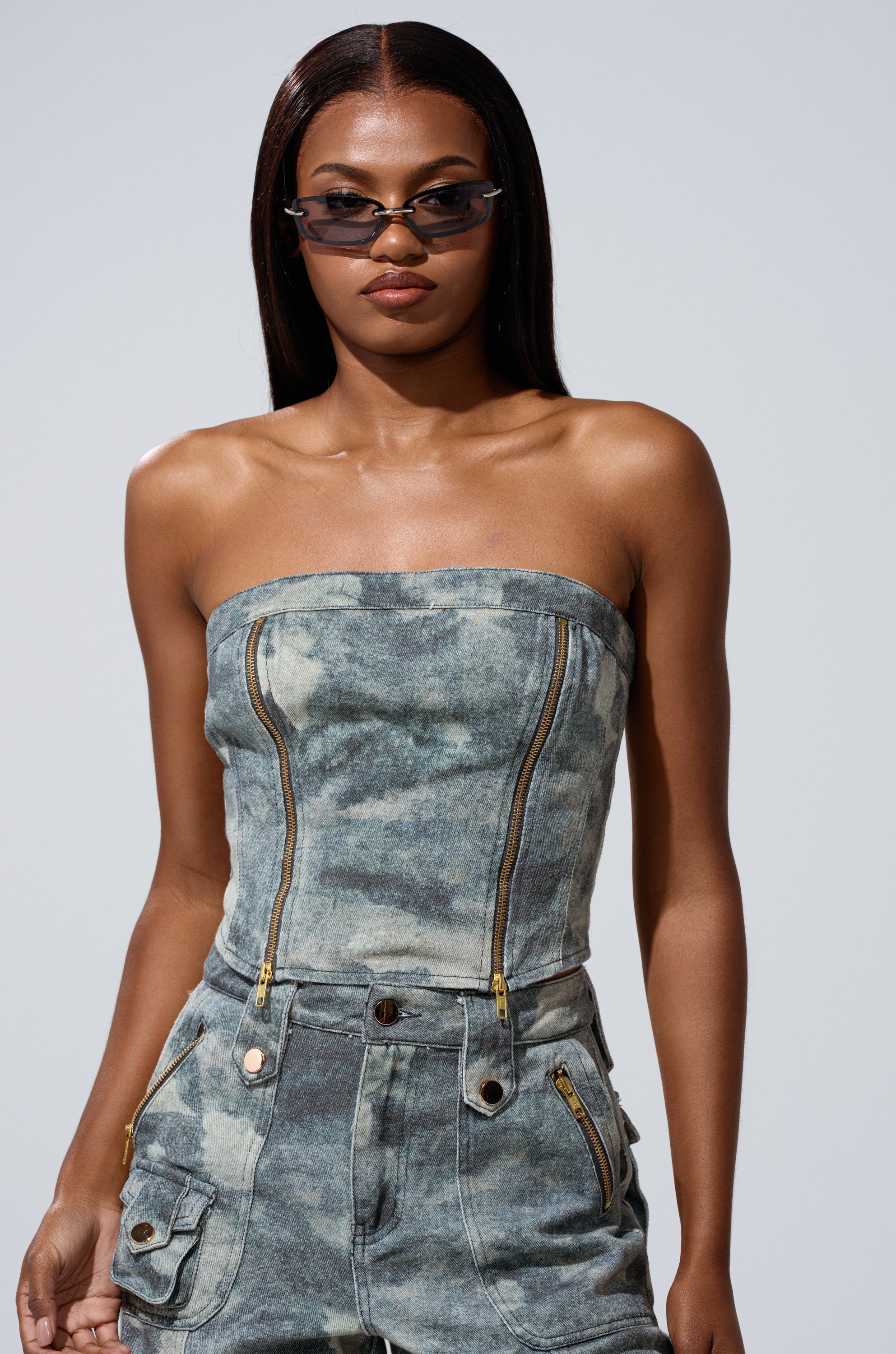 STEPH CAMO DENIM CORSET